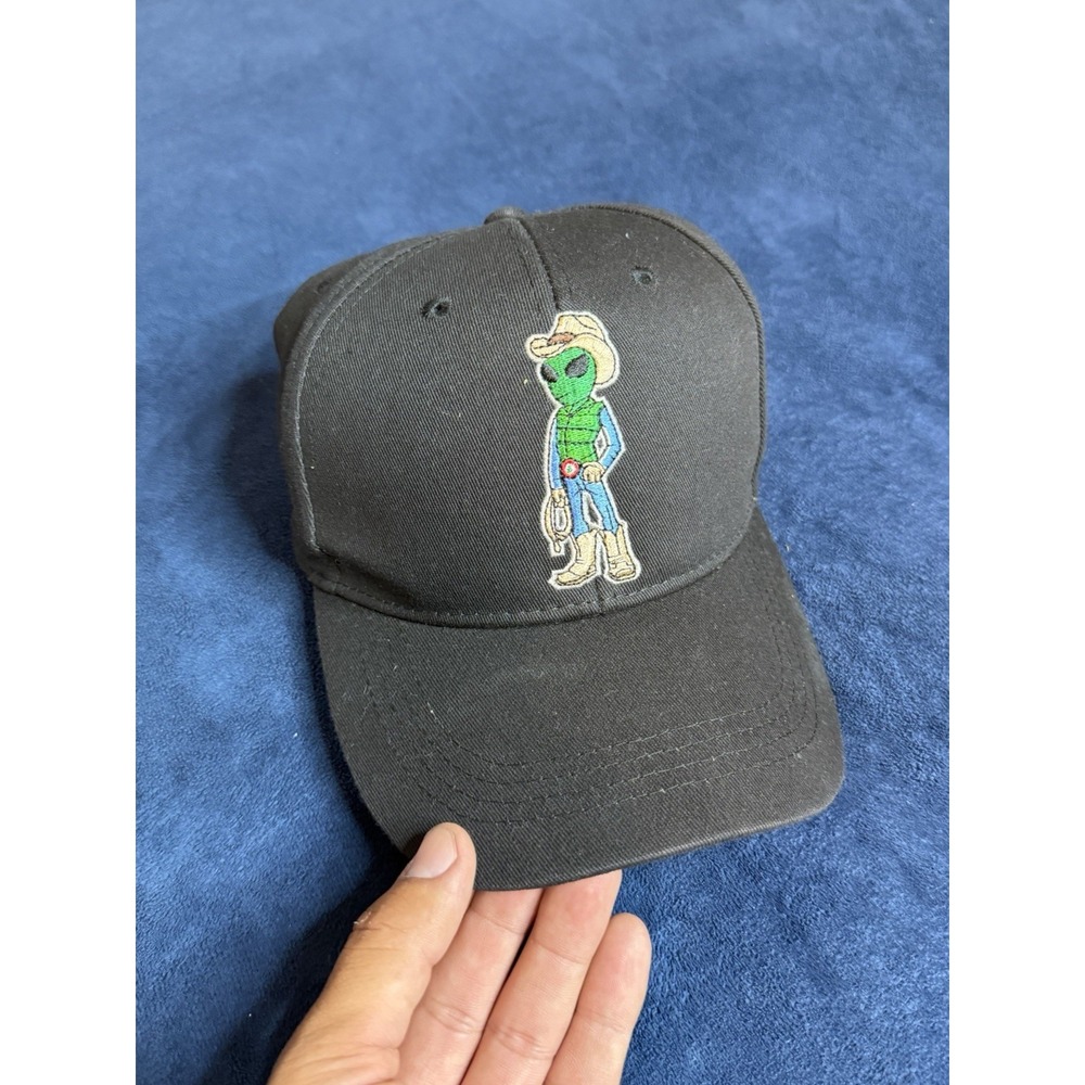 Alien Fresh Jerky Baker CA Cowboy Alien Embroidered Black Strapback Hat Mens OS